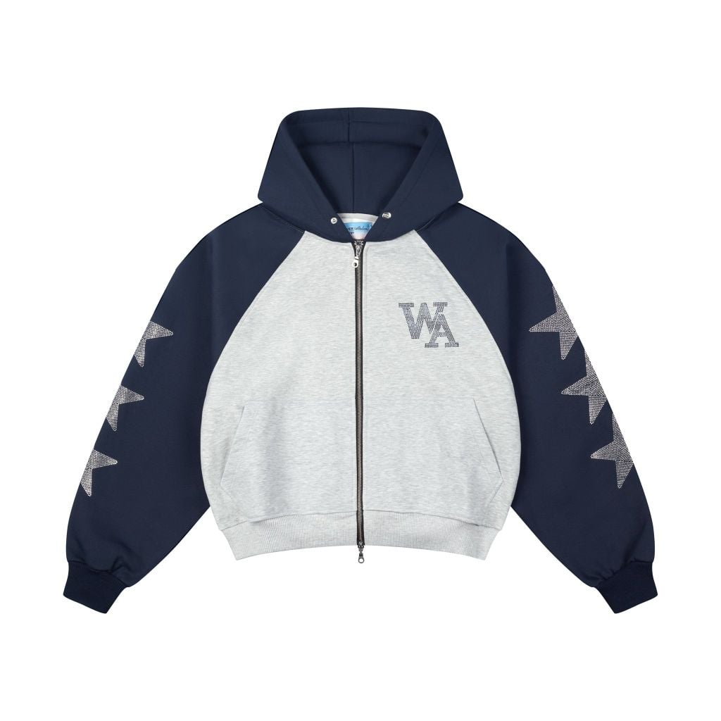 Áo khoác ”WHENEVER” SUPER STAR RAGLAN HOODIE ZIP / GREY NAVY