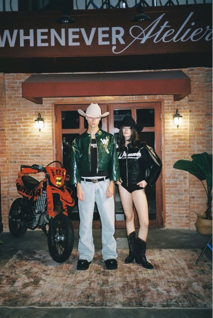 “WHENEVER” NY LEATHER JACKET / GREEN