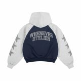 Áo khoác ”WHENEVER” SUPER STAR RAGLAN HOODIE ZIP / NAVY GREY