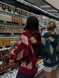“WHENEVER” COZY PLAID KNIT HOODIE / GREEN