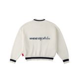 “WHENEVER” BASIC LOGO KNIT SWEATER / WHITE NAVY