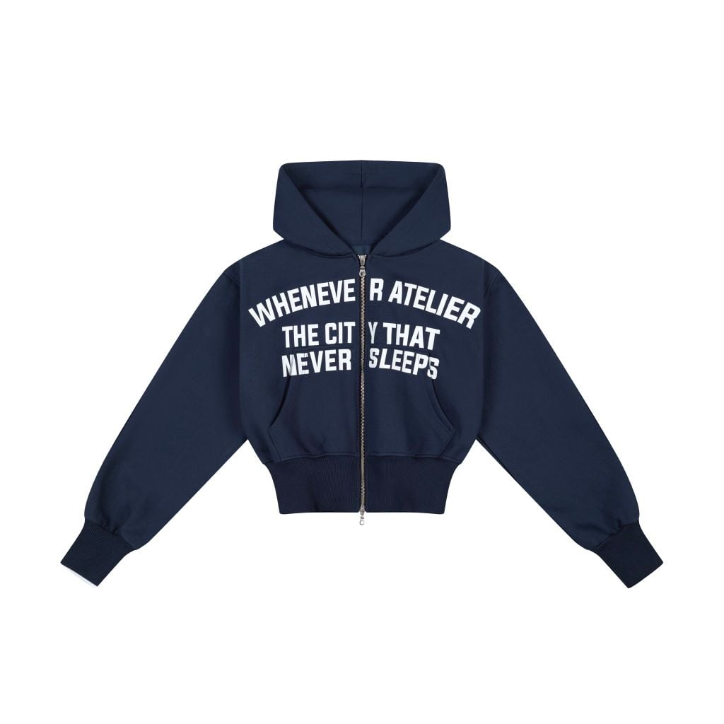 ÁO KHOÁC “WHENEVER” SS26 CROPPED ZIP-UP HOODIE / NAVY