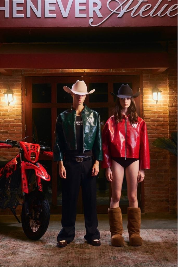 “WHENEVER” NY LEATHER JACKET / GREEN