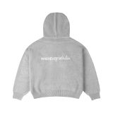 “WHENEVER” BASIC LOGO KNIT HOODIE / GREY
