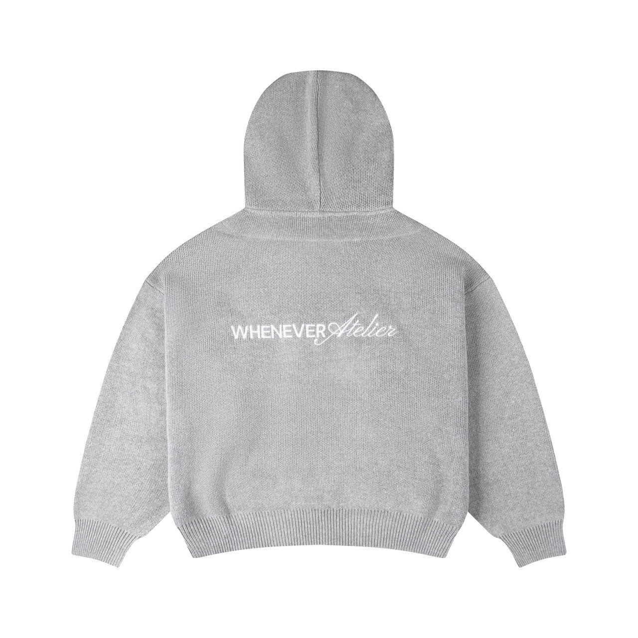 “WHENEVER” BASIC LOGO KNIT HOODIE / GREY