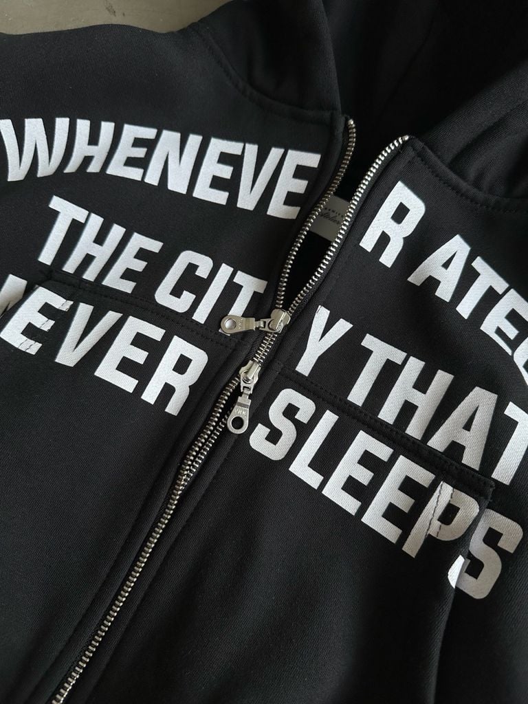 ÁO KHOÁC “WHENEVER” SS26 CROPPED ZIP-UP HOODIE / BLACK