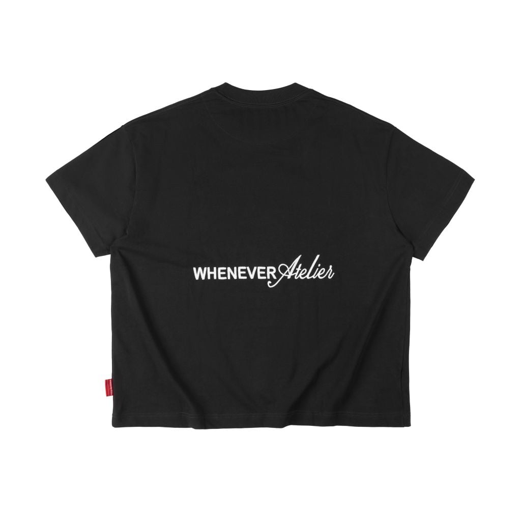“WHENEVER” NEW YORK EMBROIDERED LOGO T-SHIRT / BLACK