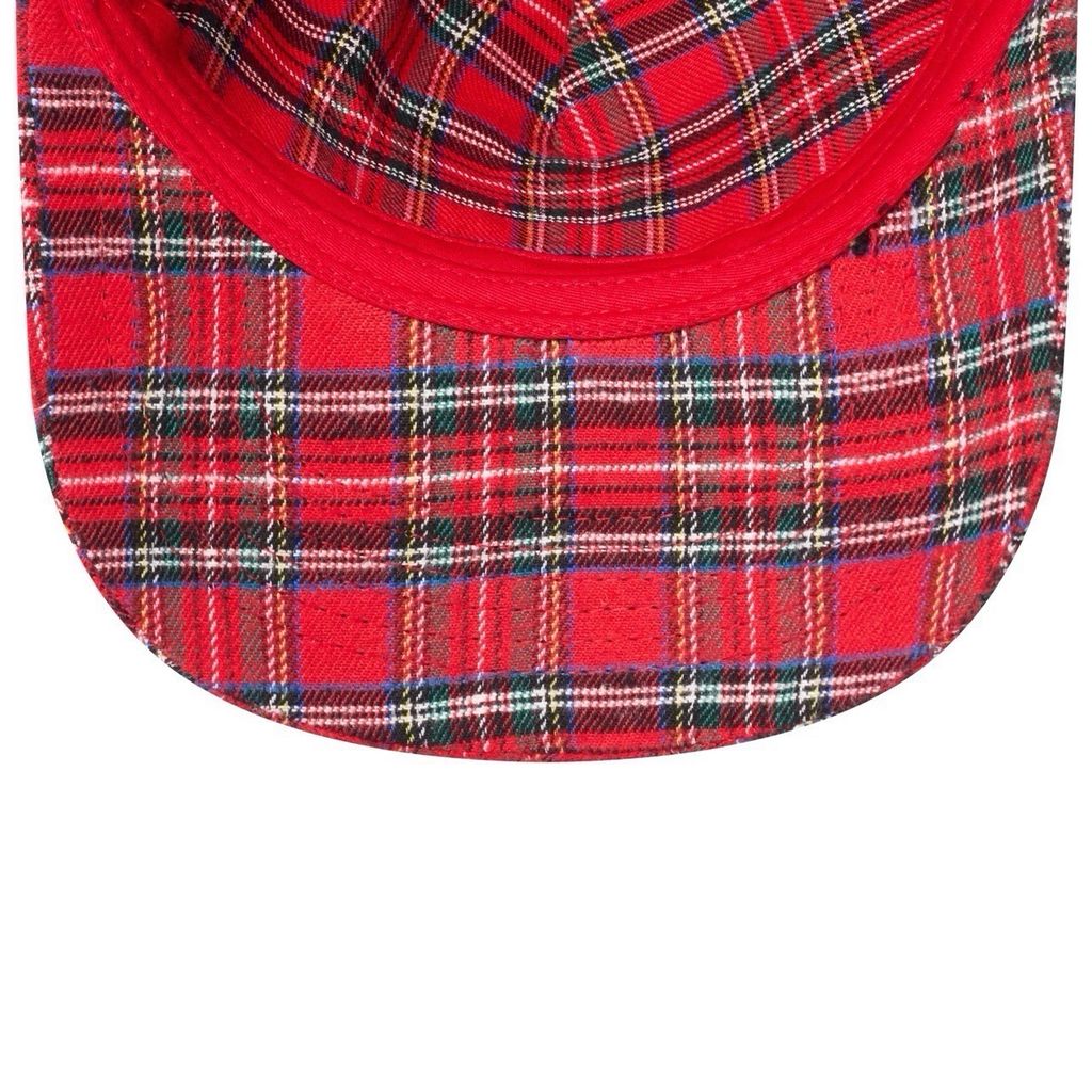 “WHENEVER” PLAID CAP / SCARLET