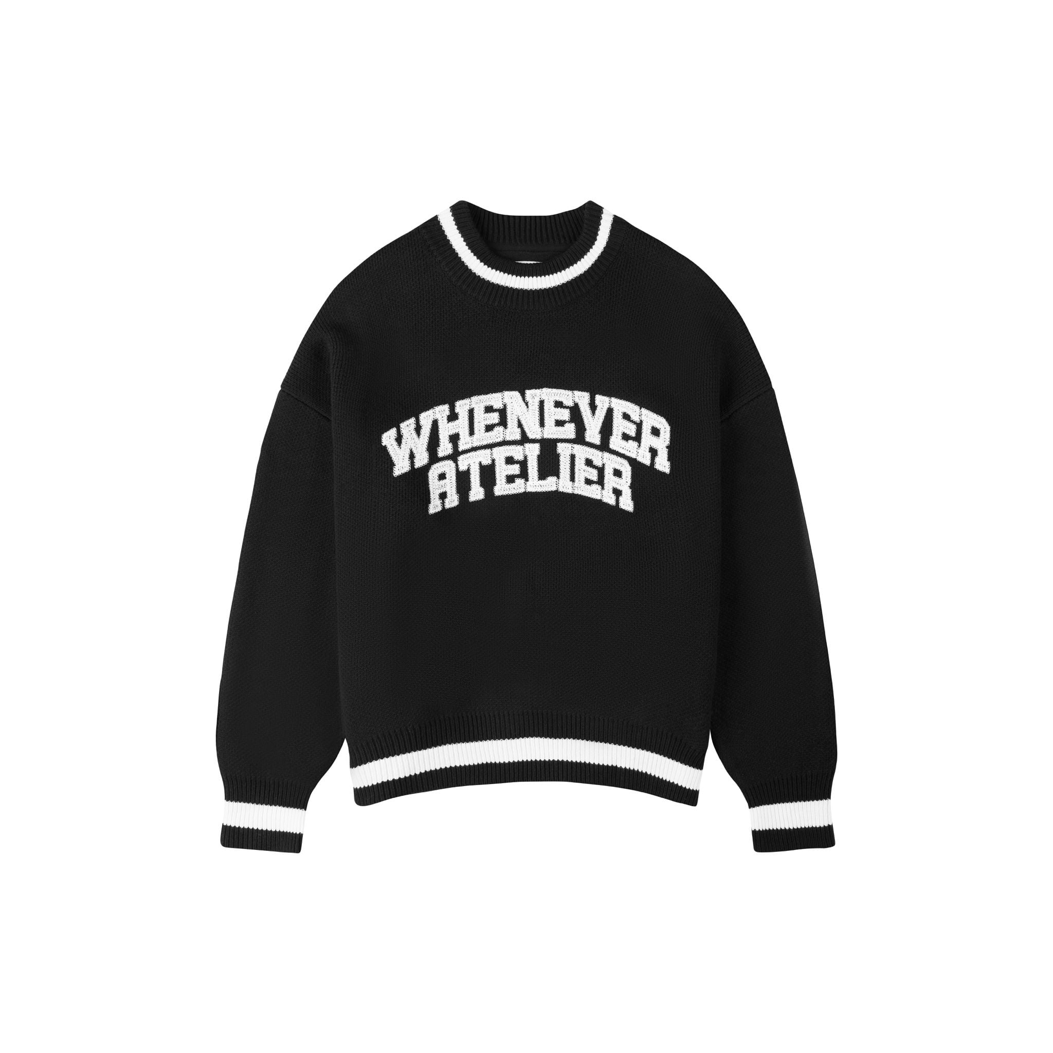 “WHENEVER” BASIC LOGO KNIT SWEATER / BLACK