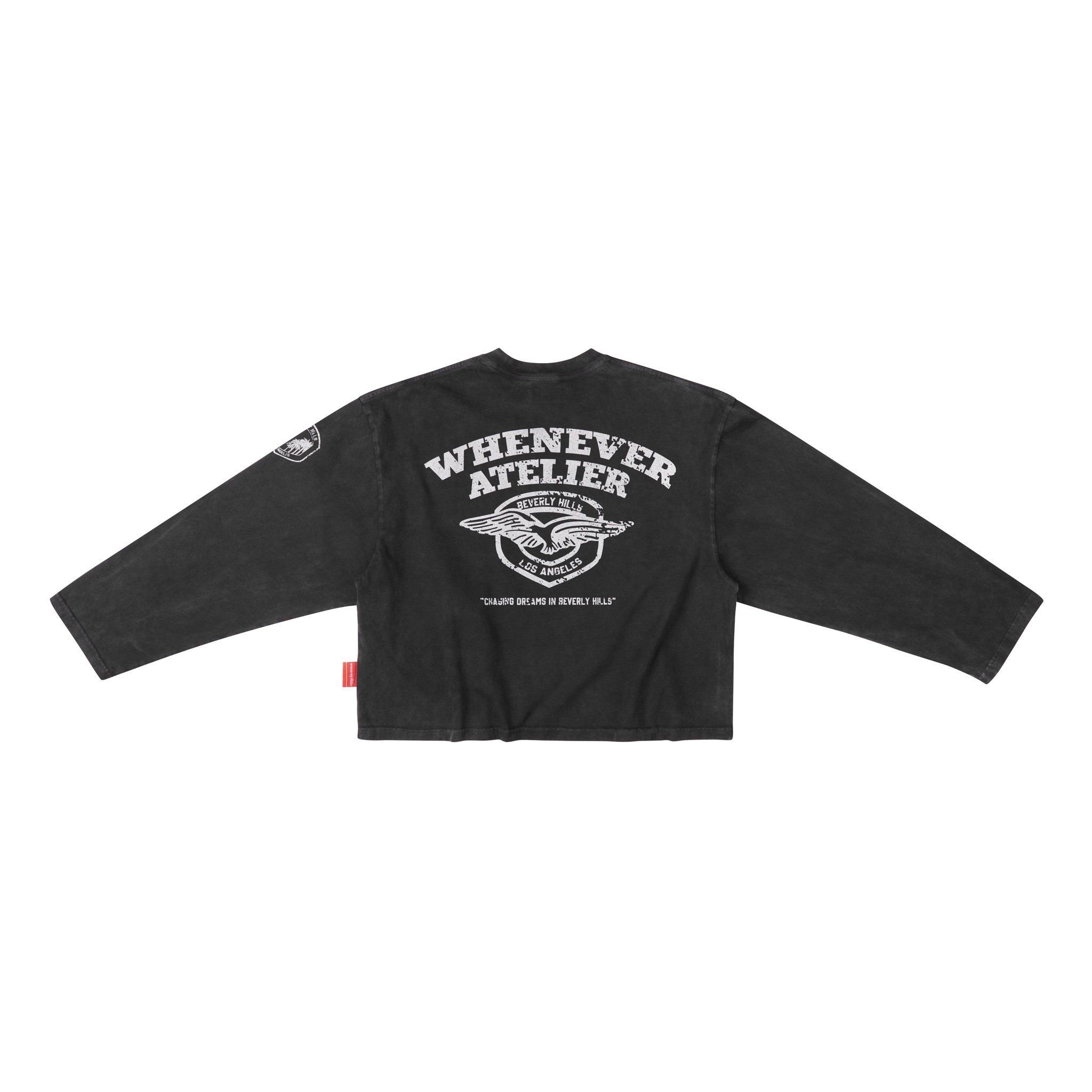 “WHENEVER” WASHED LONGSLEEVE T-SHIRT / BLACK