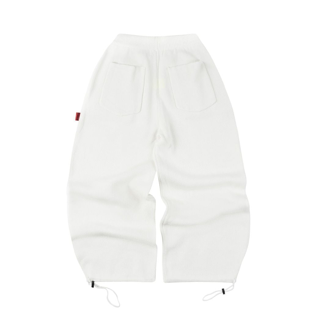 “WHENEVER” BASIC LOGO KNIT PANTS / WHITE NAVY