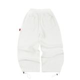“WHENEVER” BASIC LOGO KNIT PANTS / WHITE NAVY