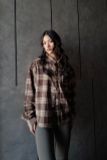 "WHENEVER" FLANNEL PLAID LONG-SLEEVE SHIRT / BROWN