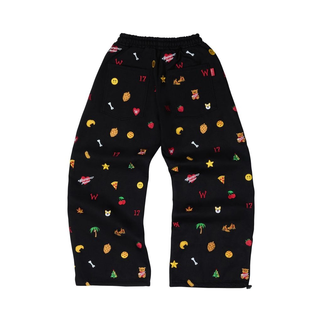 “WHENEVER” ICON EMBROIDERED SWEATPANT / BLACK