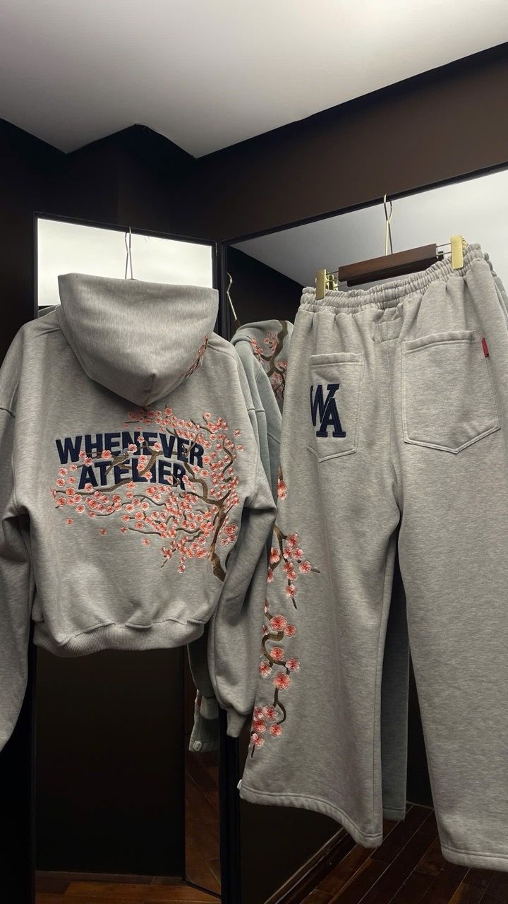 QUẦN DÀI “WHENEVER” SAKURA EMBROIDERED SWEATPANTS/ GREY