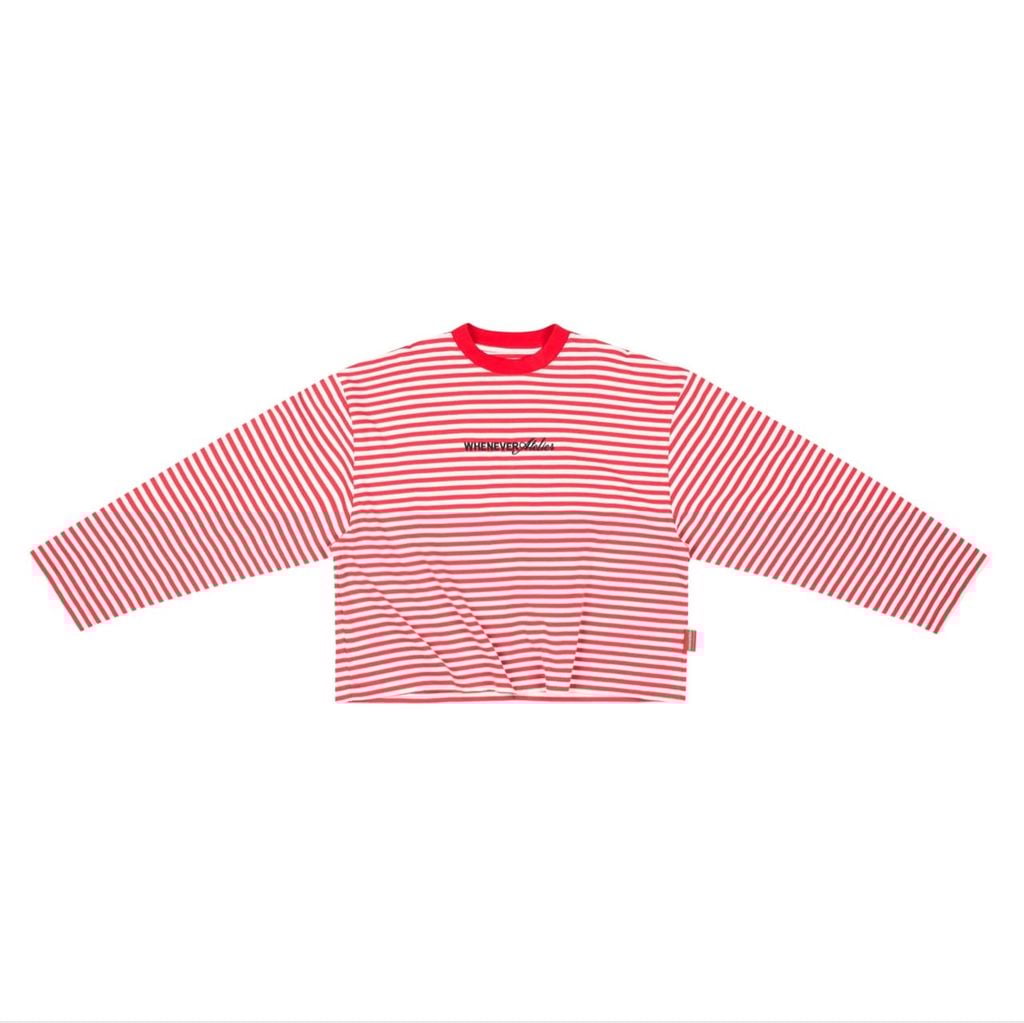 “WHENEVER” STRIPED LONG SLEEVE T-SHIRT VER2 / RED