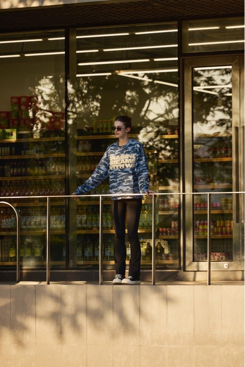 ÁO TAY DÀI  “WHENEVER” WAFFLE CAMO LONG SLEEVES / BLUE