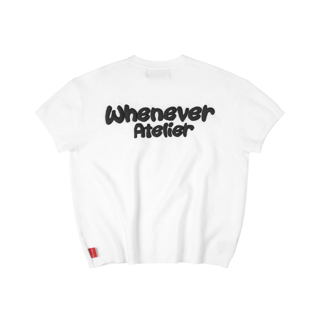 Áo dệt “WHENEVER” BASIC EMBOSSED LOGO WAFFLE T-SHIRT / WHITE