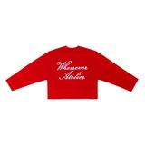 “WHENEVER” SS25 EMBROIDERED LOGO LONG SLEEVES T-SHIRT / RED