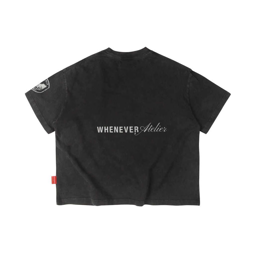 “WHENEVER” SPARKLE WASHED T-SHIRT / BLACK