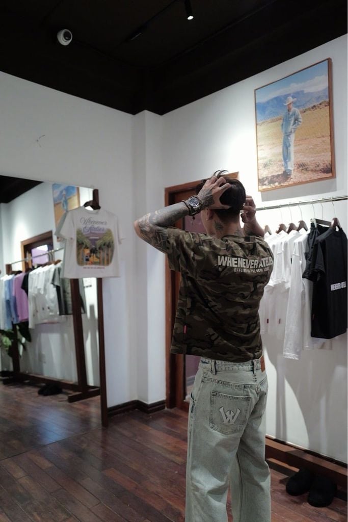 ÁO “WHENEVER” WAFFLE CAMO T-SHIRT / MOSS GREEN