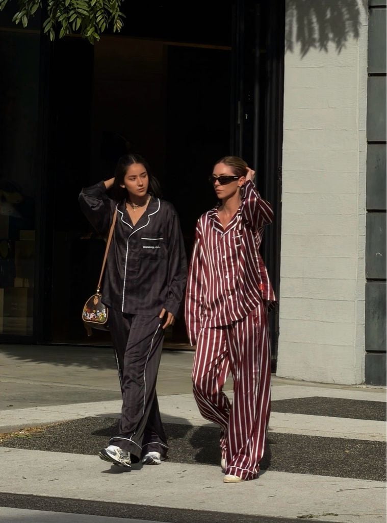 "WHENEVER" BỘ ÁO VÀ QUẦN DÀI SATIN LONG PAJAMA SHIRT + PANTS / RED