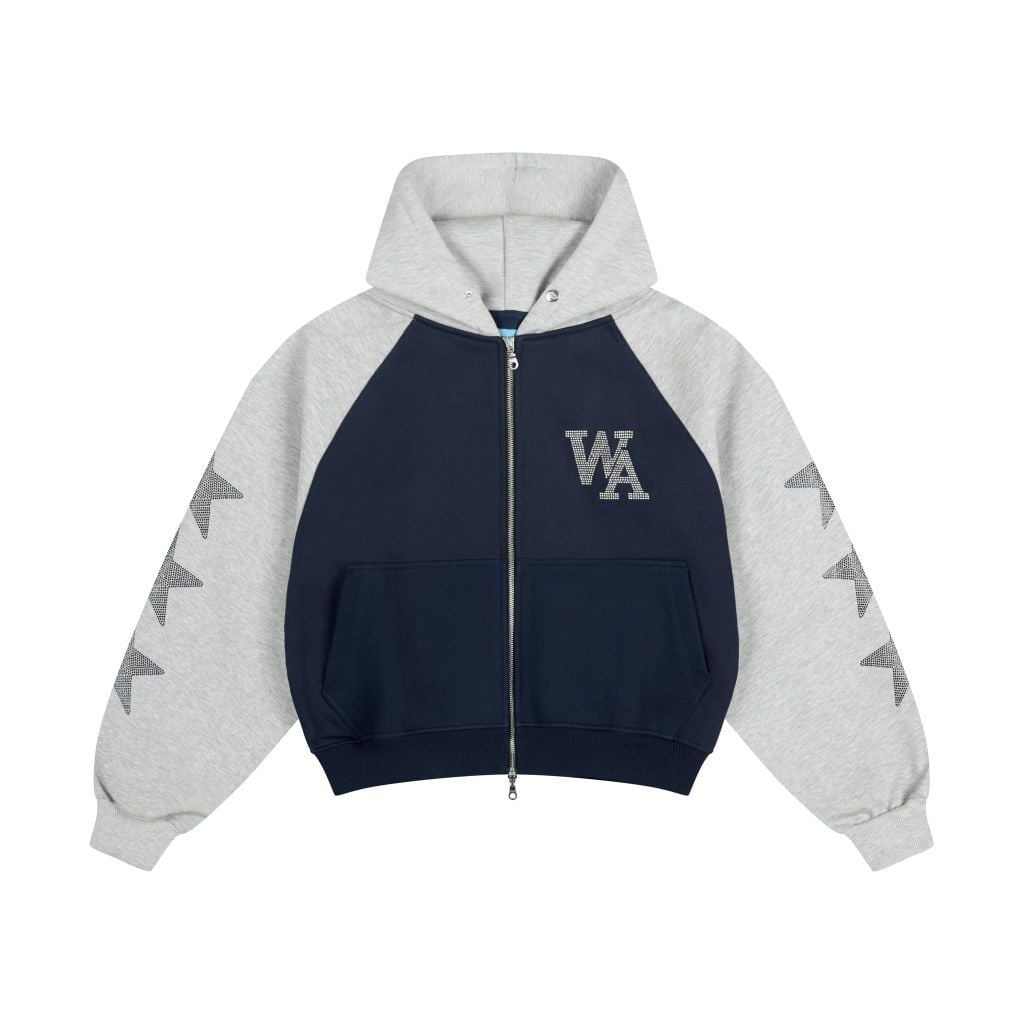 Áo khoác ”WHENEVER” SUPER STAR RAGLAN HOODIE ZIP / NAVY GREY