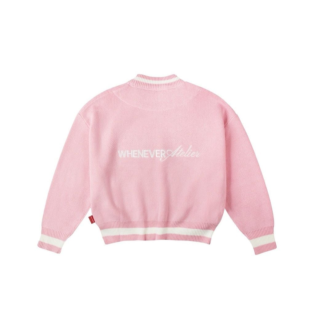 “WHENEVER” BASIC LOGO KNIT SWEATER / PINK