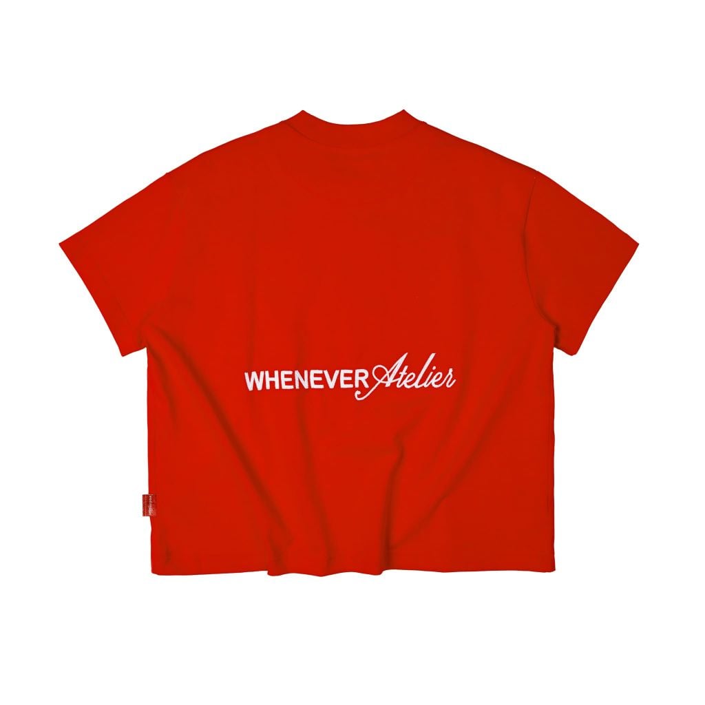 “WHENEVER” NEW YORK EMBROIDERED LOGO T-SHIRT / RED