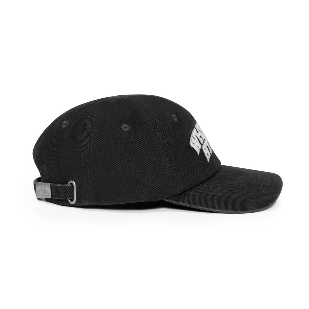 “WHENEVER” WASHED DENIM HAT / BLACK