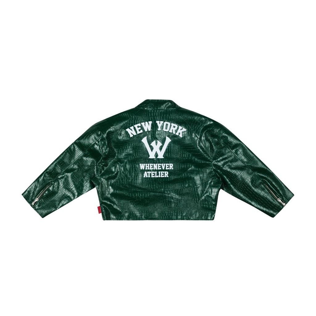 “WHENEVER” NY LEATHER JACKET / GREEN