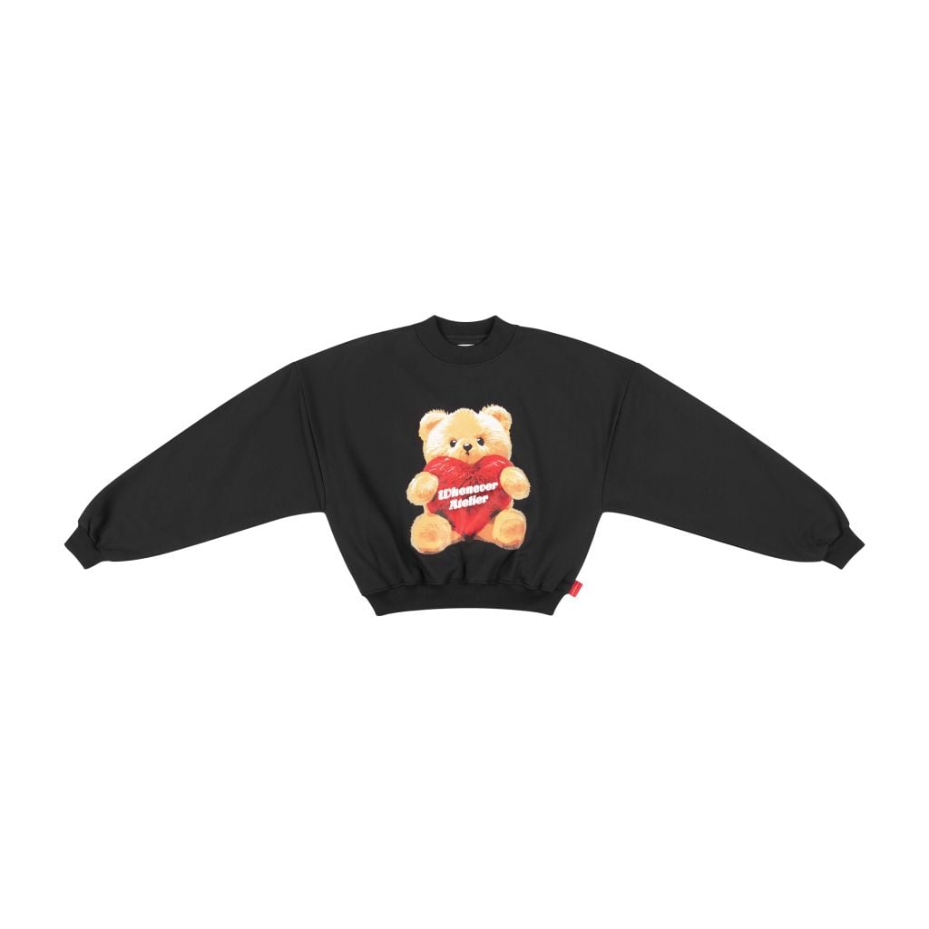 “WHENEVER” BEAR SWEATER / BLACK