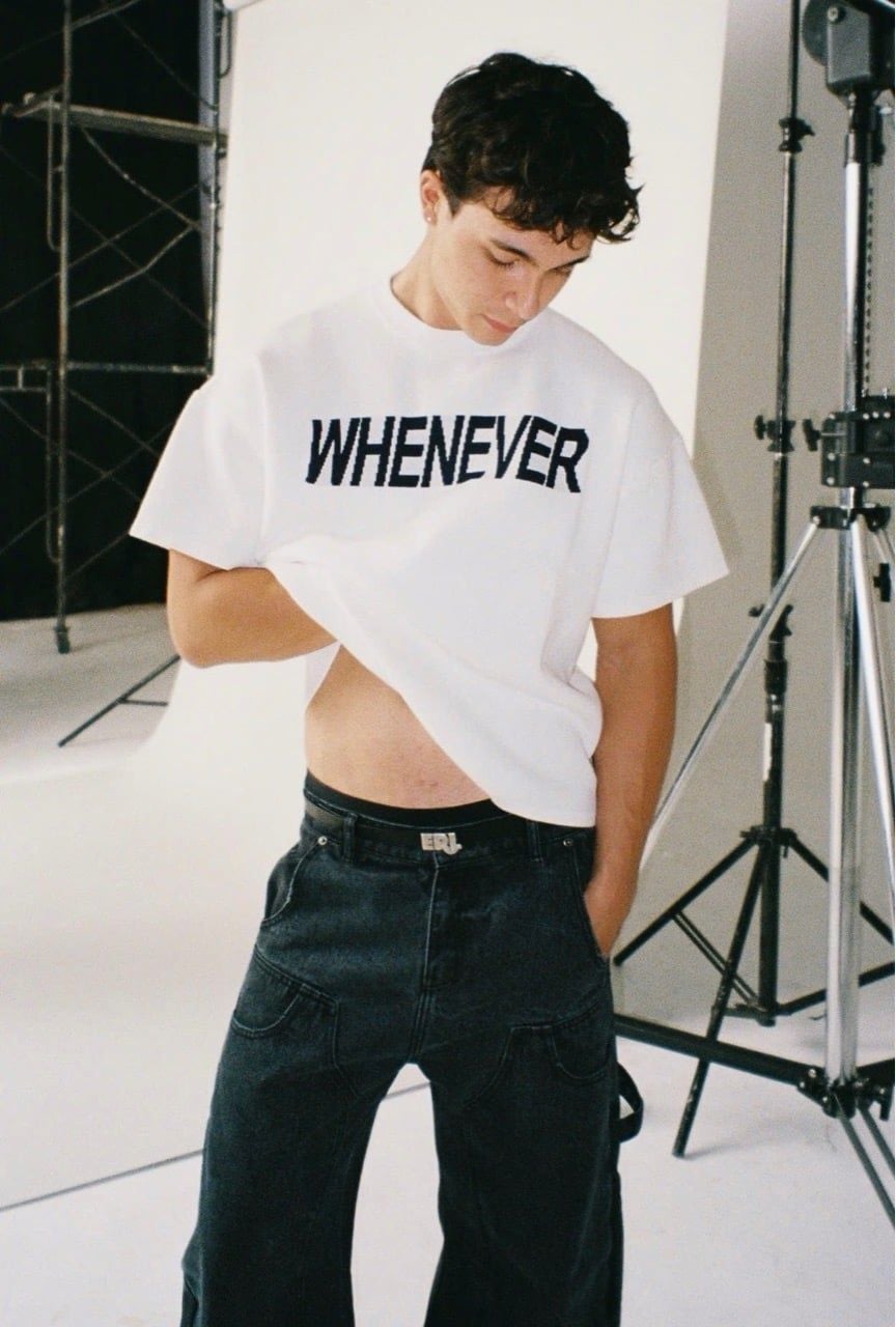 ÁO DỆT LEN “ WHENEVER “ SIGNATURE KNIT T - SHIRT / WHITE