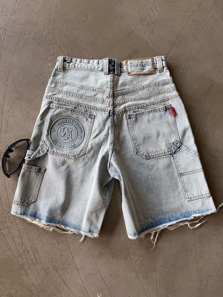 QUẦN NGẮN "WHENEVER" DOUBLE-KNEE BAGGY SHORTS / WASH BLUE
