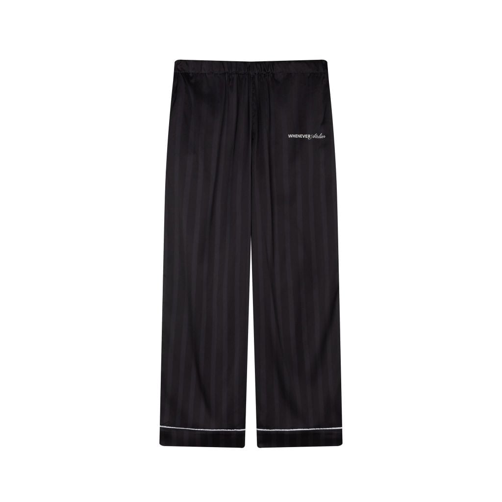 "WHENEVER" BỘ ÁO VÀ QUẦN DÀI SATIN LONG PAJAMA SHIRT + PANTS  / BLACK