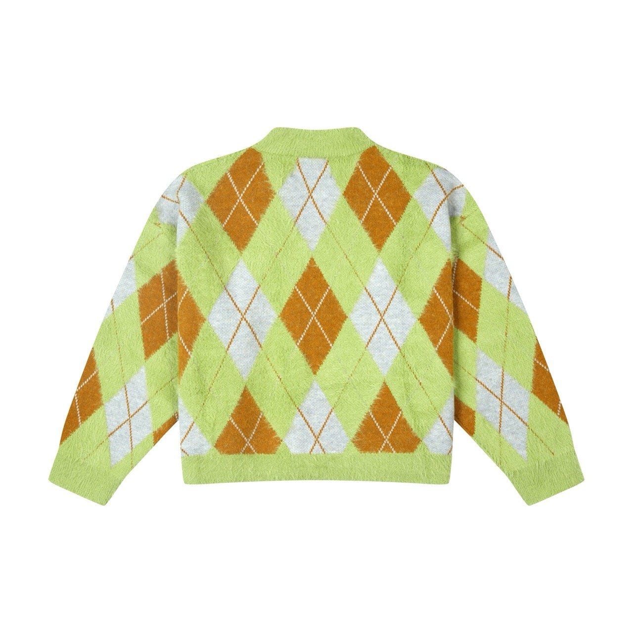 “WHENEVER” COZY PLAID KNIT CARDIGAN / GREEN