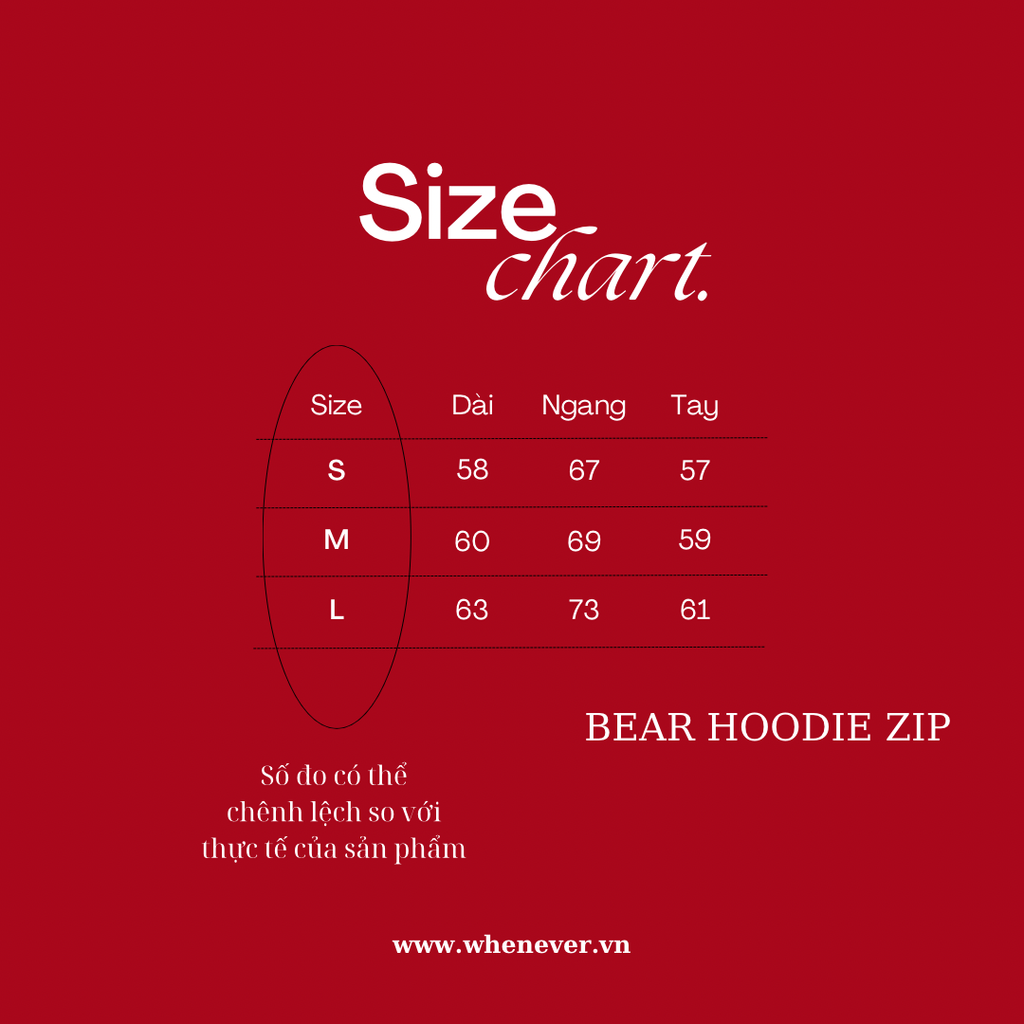 “WHENEVER” BEAR HOODIE ZIP / BLACK