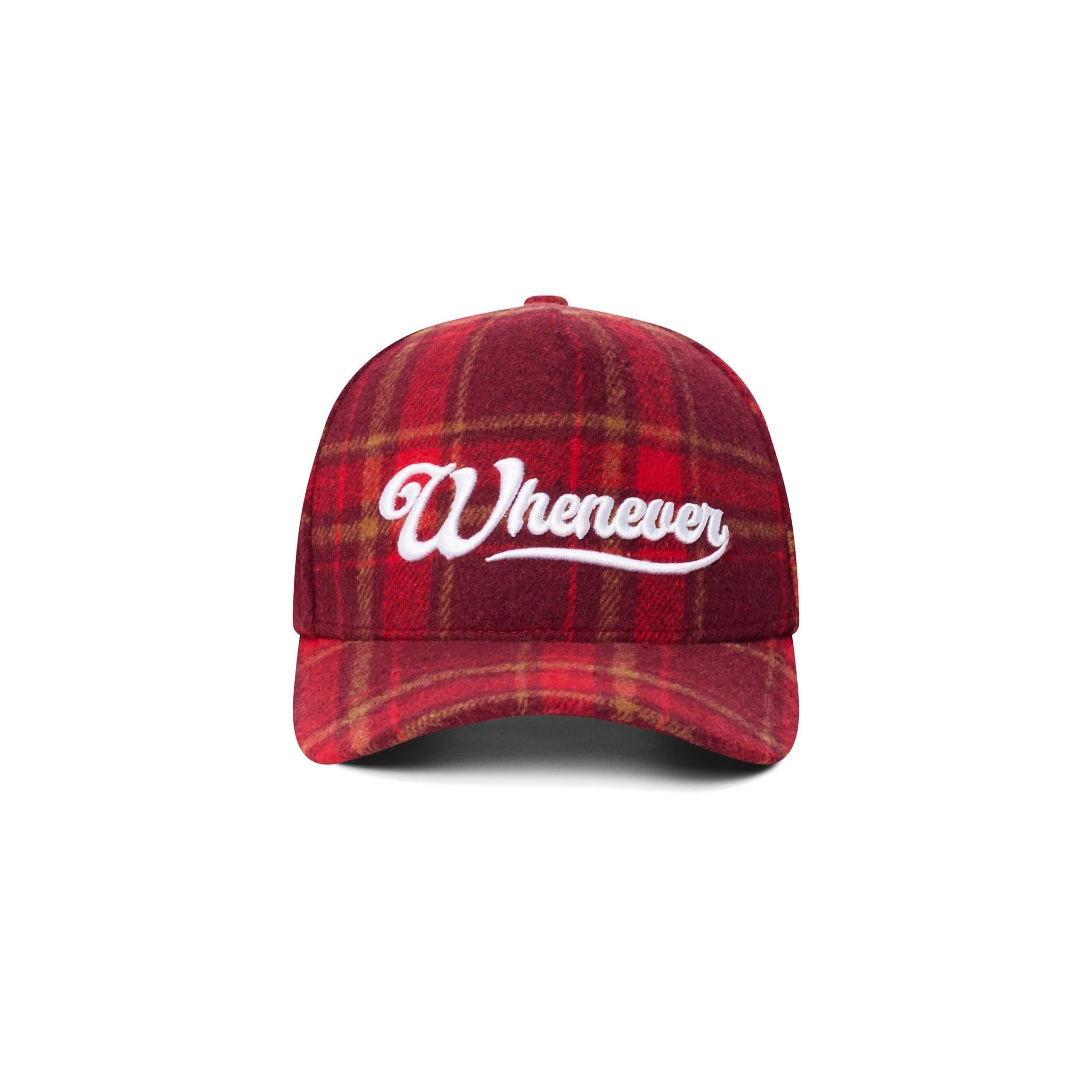 “WHENEVER” PLAID CAP / BURGUNDY
