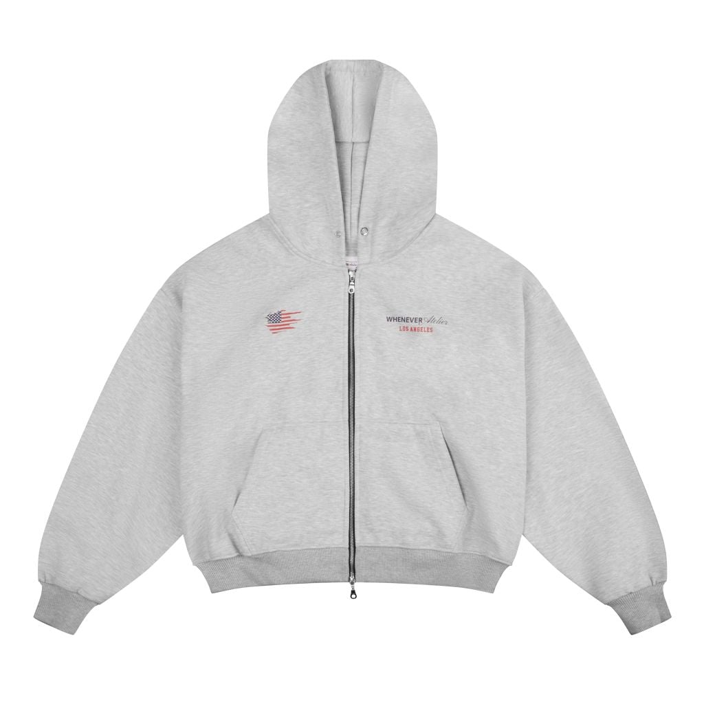 “WHENEVER” LA HOODIE ZIP / PREMIUM GREY