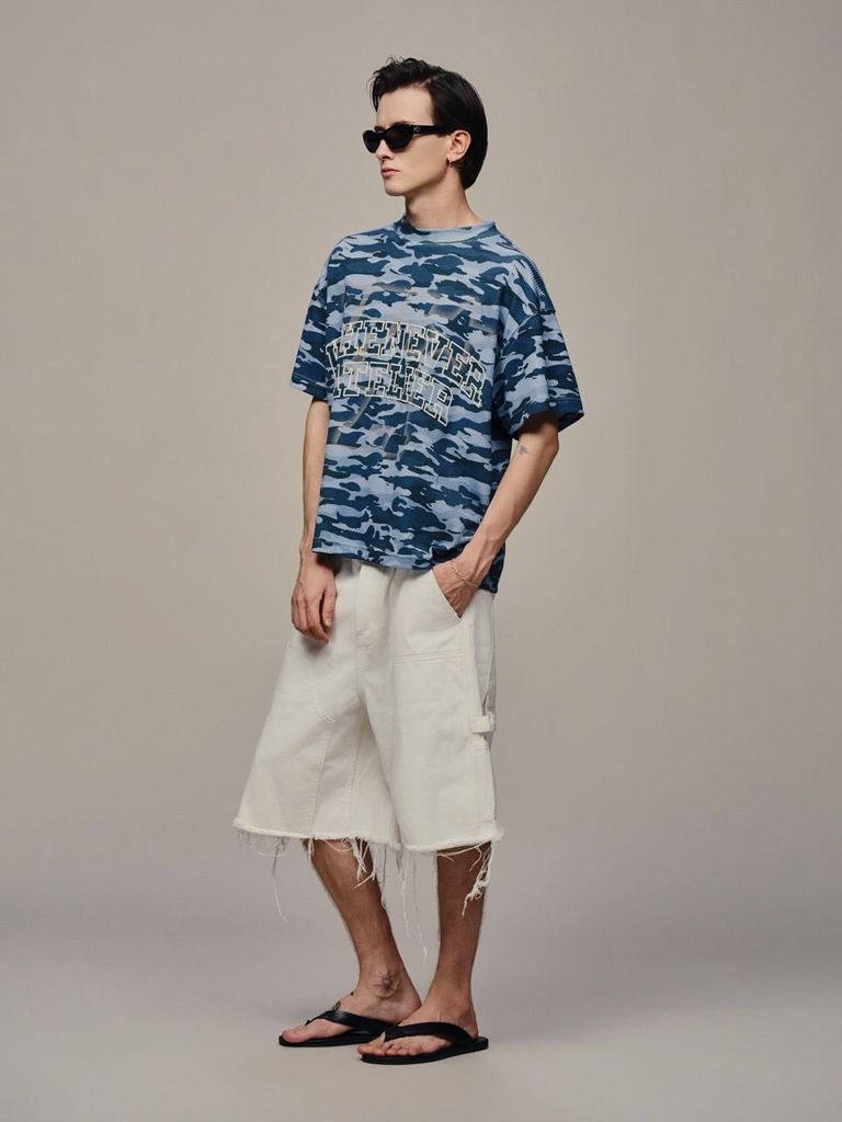 ÁO “WHENEVER” WAFFLE CAMO T-SHIRT / BLUE