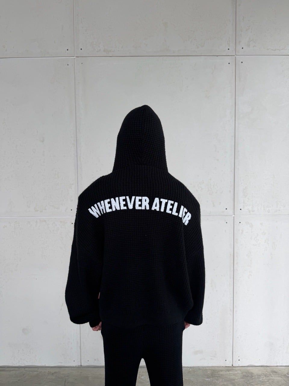 ÁO HOODIE DỆT LEN CÓ MŨ KÉO KHÓA "WHENEVER" GRAND WAFFLE ZIP HOODIE/ BLACK