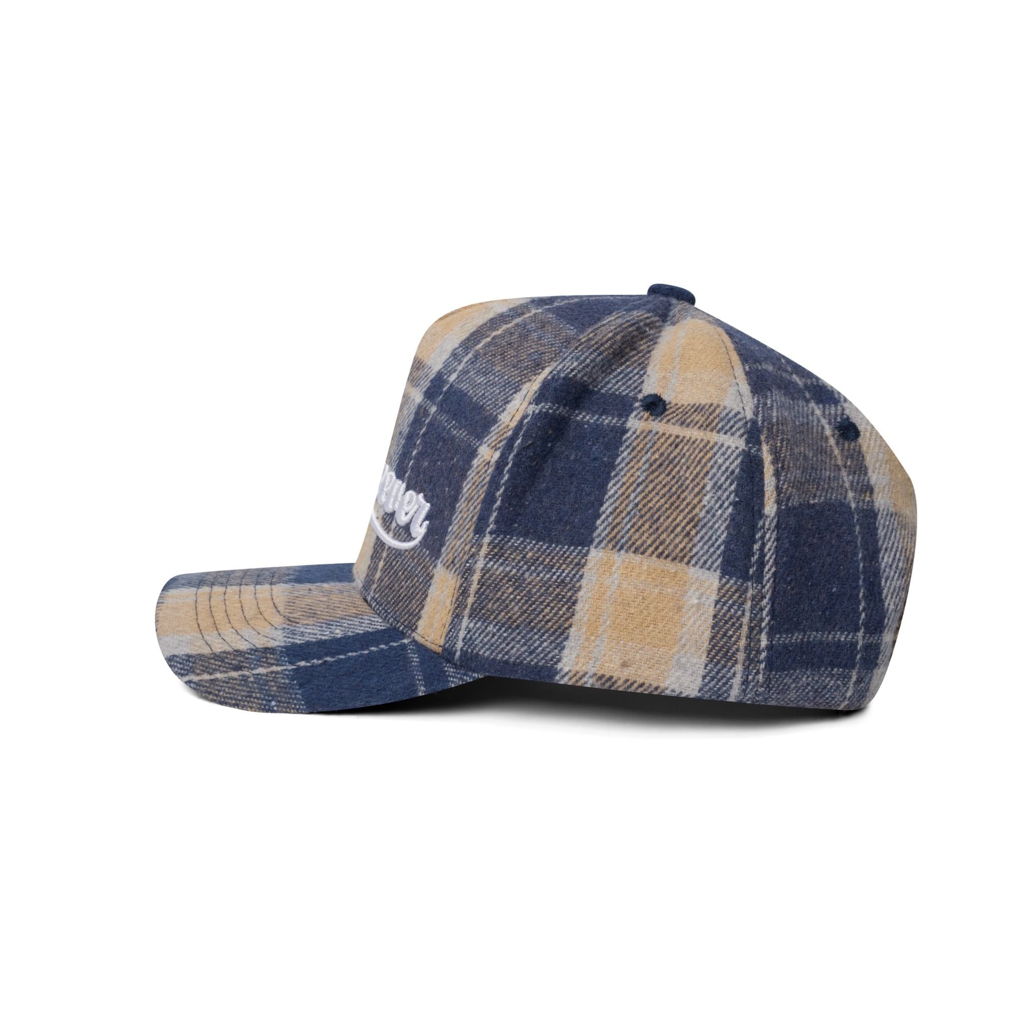 “WHENEVER” PLAID CAP / NAVY