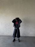 ÁO KHOÁC "WHENEVER" CROC TEXTURE HOODIE ZIP / BLACK