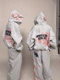 ÁO KHOÁC “WHENEVER” SAKURA EMBROIDERED ZIP-UP HOODIE/ GREY