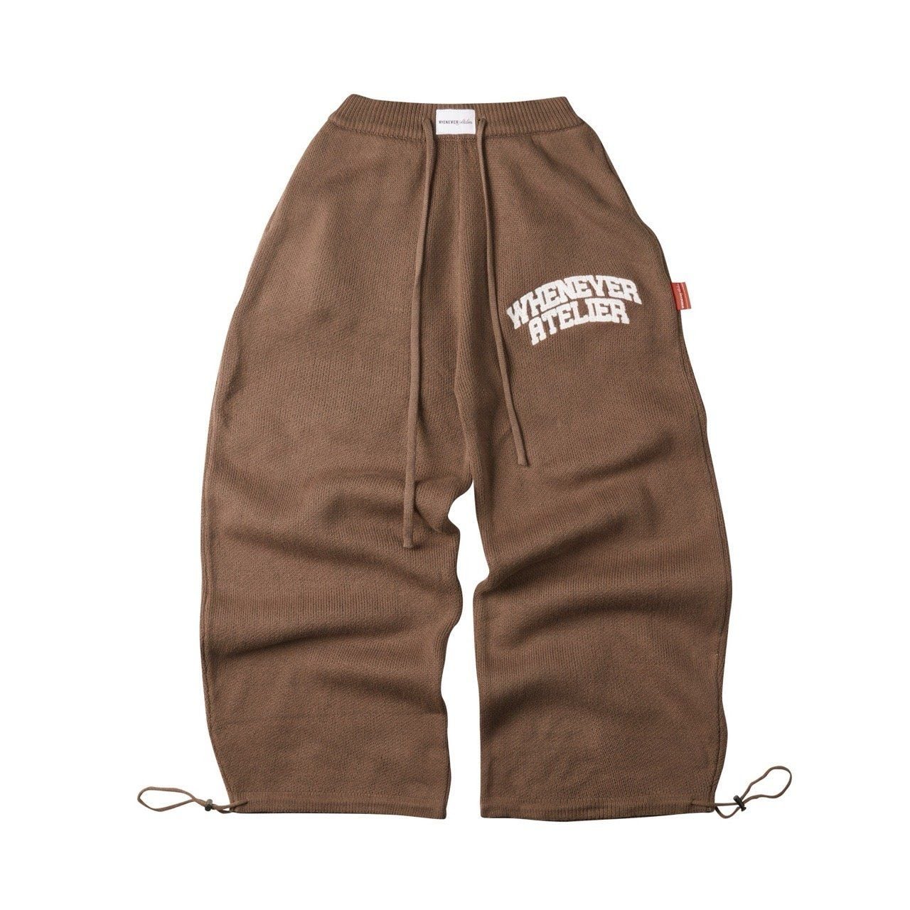 “WHENEVER” BASIC LOGO KNIT PANTS / BROWN
