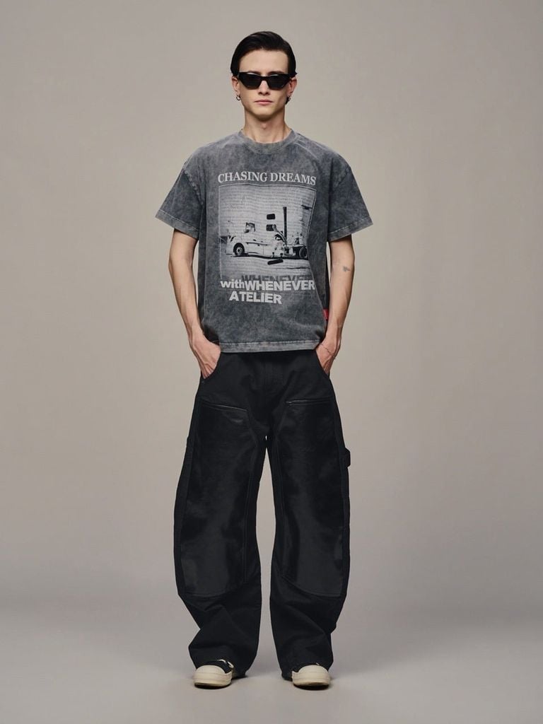 ÁO "WHENEVER" CHASING DREAMS WASHED T-SHIRT / GREY