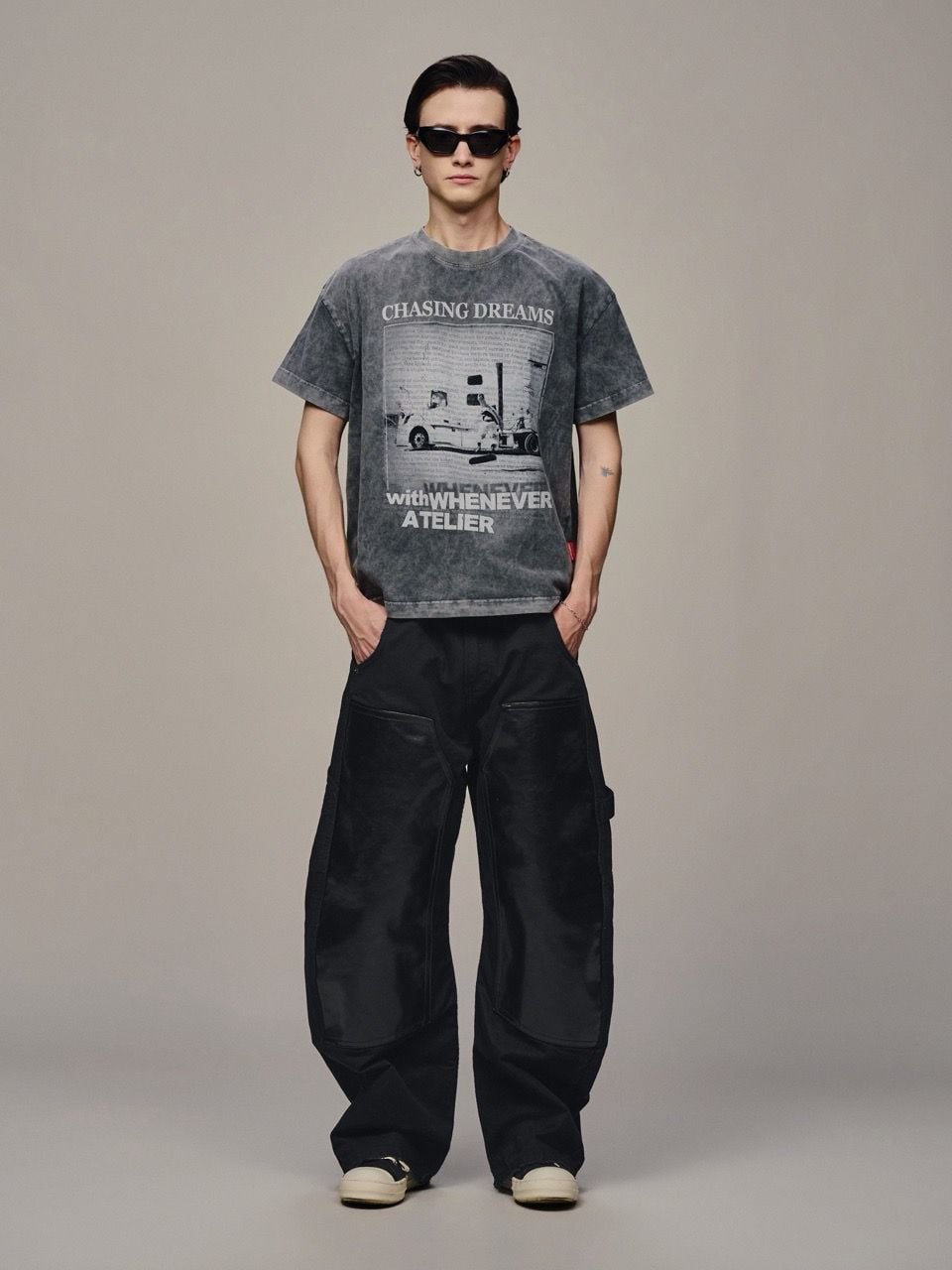 ÁO "WHENEVER" CHASING DREAMS WASHED T-SHIRT / GREY