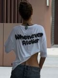 ÁO “WHENEVER” FUZZY LOGO TEE/ WHITE