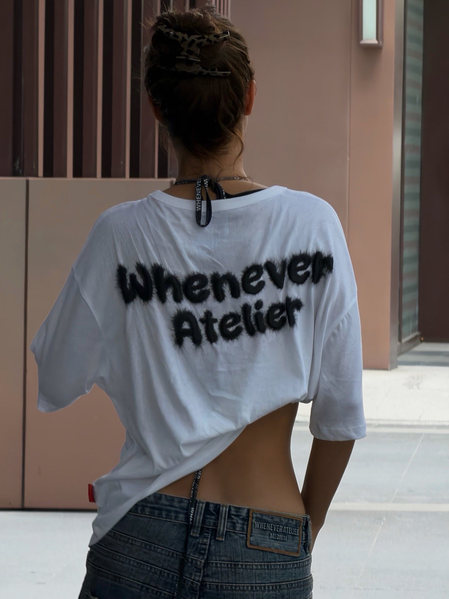 ÁO “WHENEVER” FUZZY LOGO TEE/ WHITE