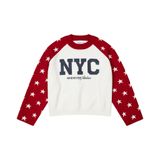 “WHENEVER” STAR RAGLAN SWEATER / WHITE RED